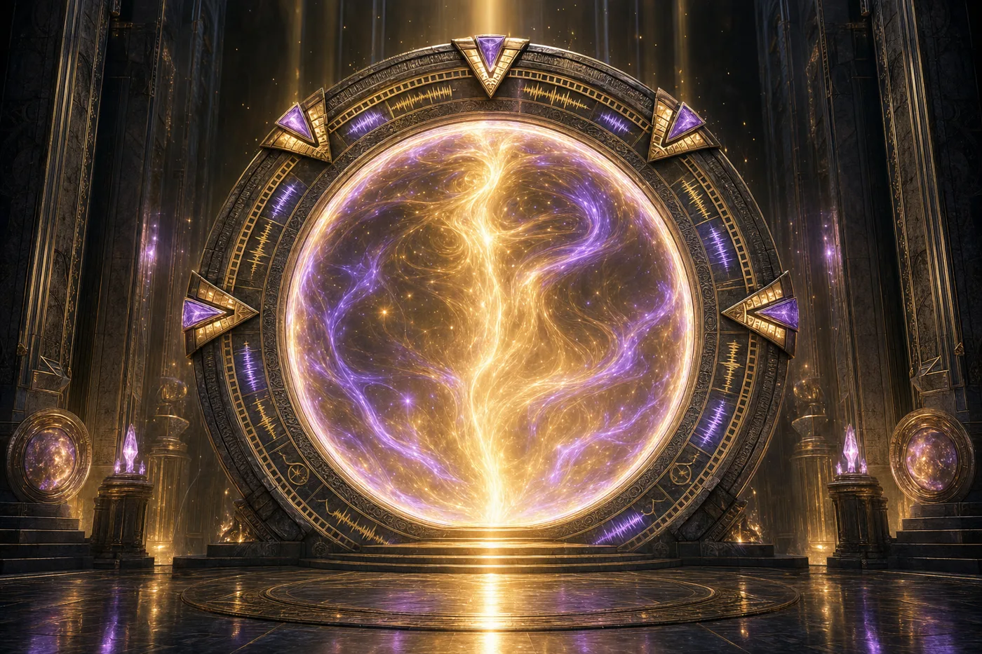 The Create portal crackling with golden light